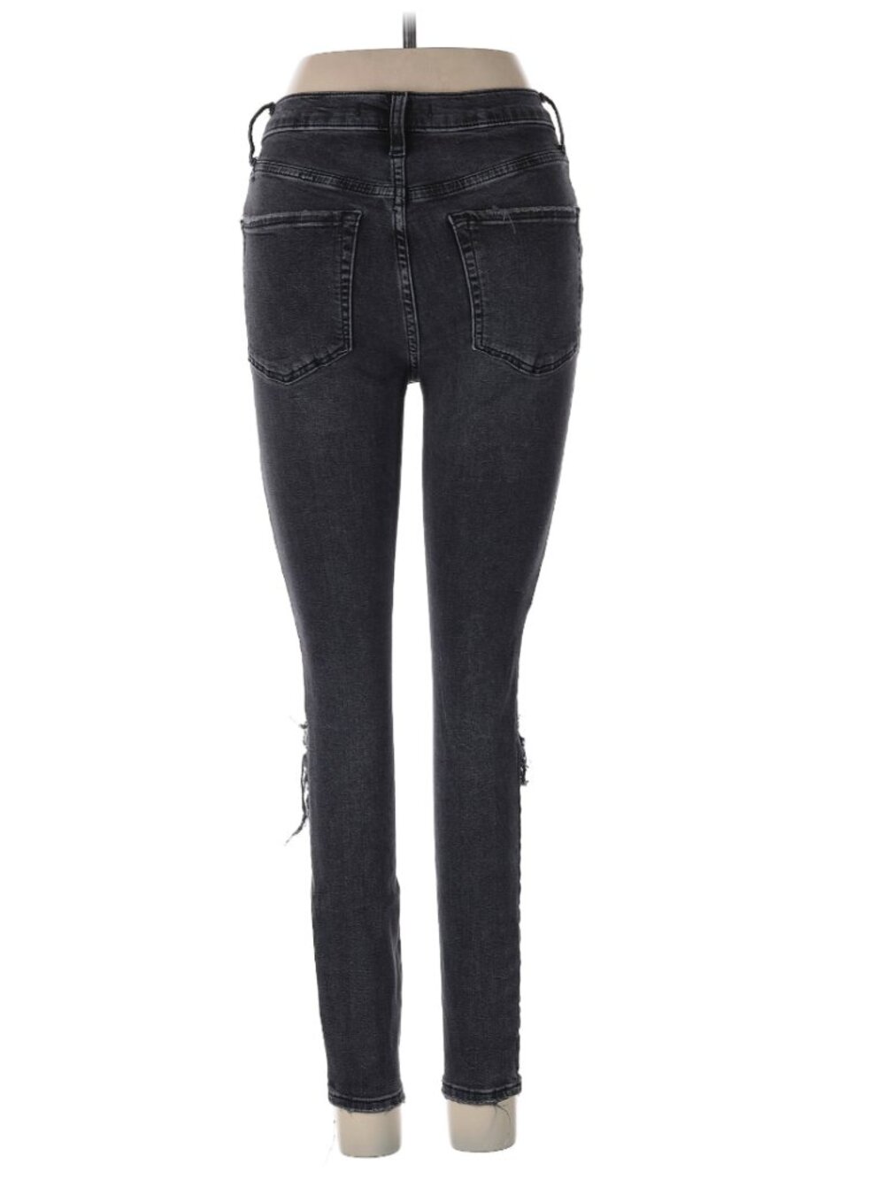 Free People "Destroyed" Black Wash Skinny Jeans - Size 27/US Size 4 - Excellent - Picture 5 of 12